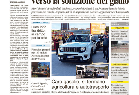 La prima pagina dell’edizione in edicola oggi