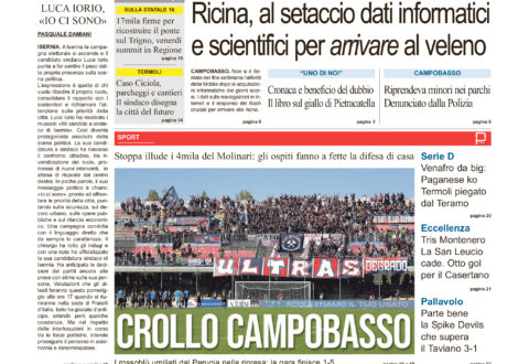 La prima pagina dell’edizione in edicola oggi
