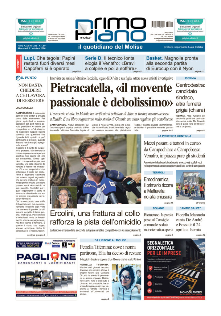 La prima pagina dell’edizione in edicola oggi