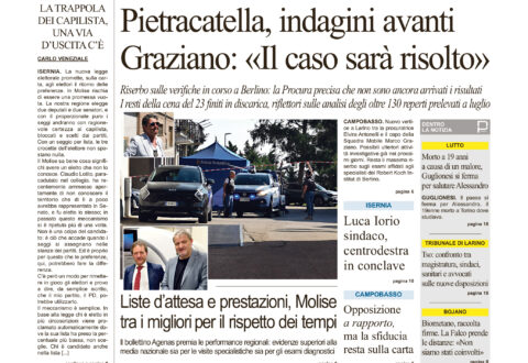 La prima pagina dell’edizione in edicola oggi