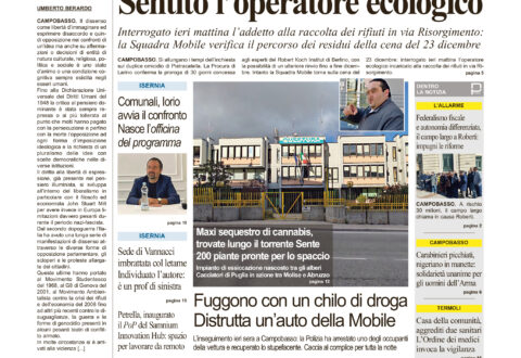 La prima pagina dell’edizione in edicola oggi