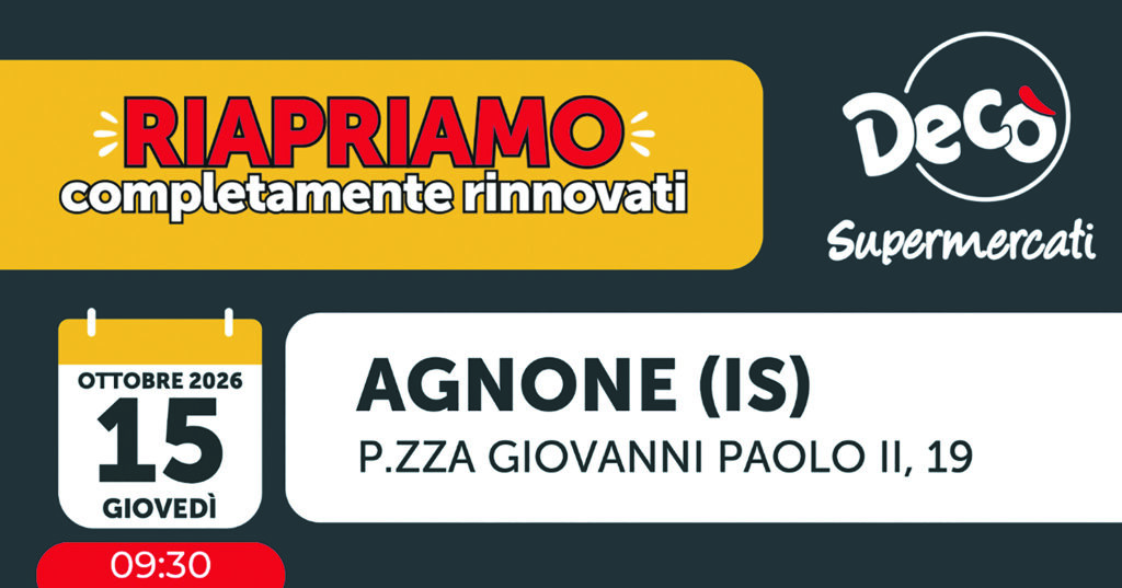Agnone, il supermercato Decò riapre le porte: tantissime novità e offerte speciali